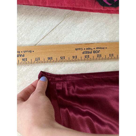 Vintage Bonnie Strauss Crop Top Maxi Skirt Set Medium Velvet Satin Strapless Red - Picture 16 of 16